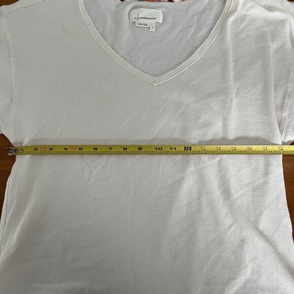 Anthropologie Women's V-Neck Waffle Knit Annette Top White Boho Paisley Small - Picture 8 of 9